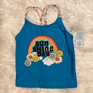 Cat & Jack Girls‎ Blue Rainbow Swim Tankini Top Size XL 14/16 NEW